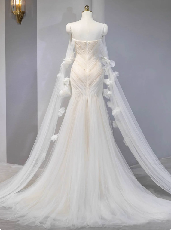 Elegant Wedding Dress Sweetheart Pleated Tulle Mermaid Wedding Dress D3227