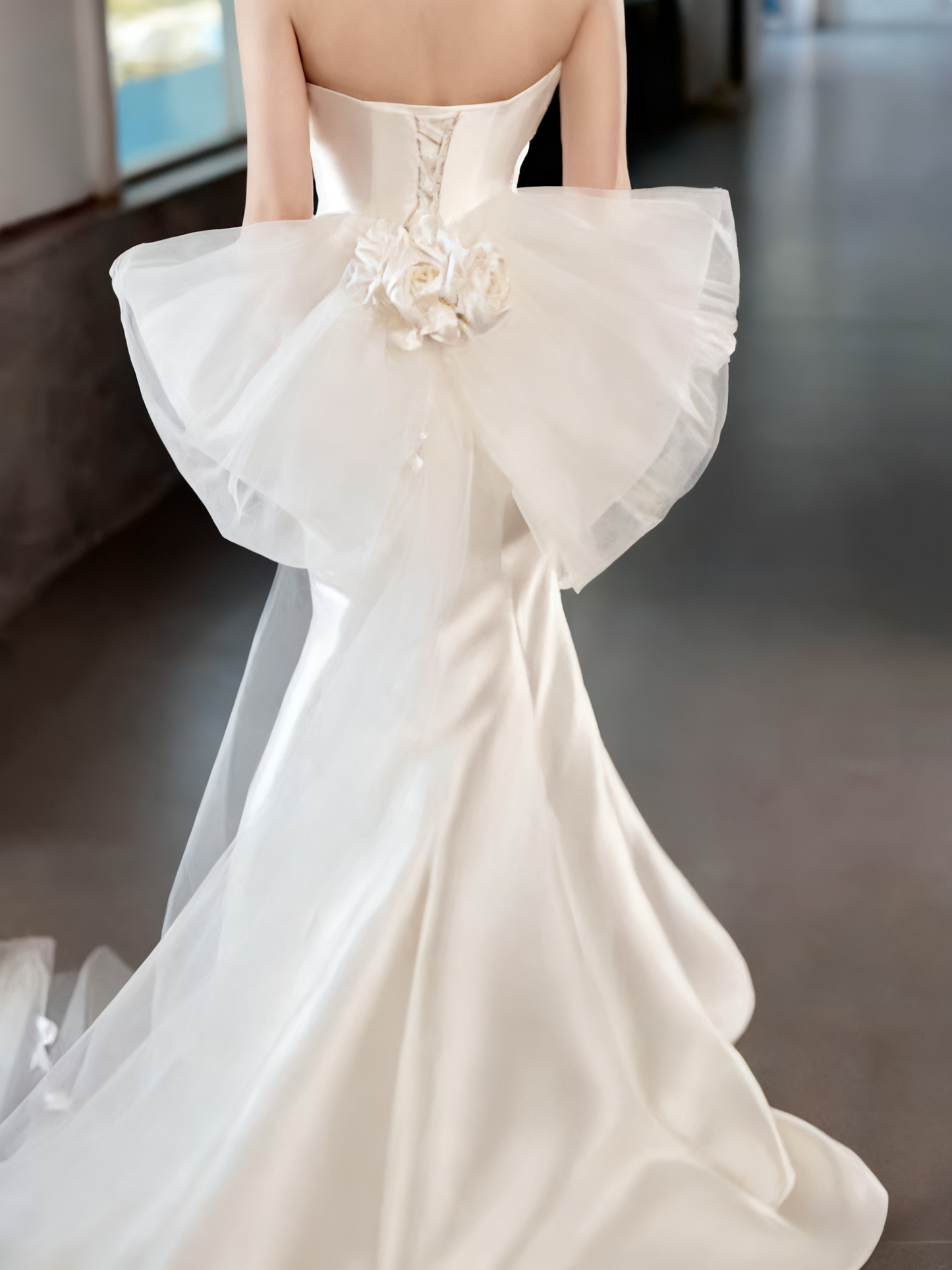 Charming Wedding Dress Sweetheart Flower Pleated Mermaid Wedding Dress D3230