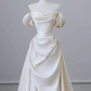 Elegant Wedding Dress A Line Off Shoulder Pleated Wedding Dress D3231