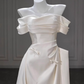 Elegant Wedding Dress A Line Off Shoulder Pleated Wedding Dress  D3233