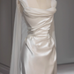 Elegant Wedding Dress A Line Square Neck Pleated Wedding Dress  D3234