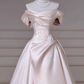 Charming Wedding Dress A Line Off Shoulder Pleated Wedding Dress  D3235