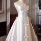 Minimalist Wedding Dress A Line Strapless Wedding Dress  D3236