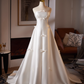 Minimalist Wedding Dress A Line Strapless Wedding Dress  D3236
