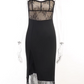 Robe sexy noire à bretelles spaghetti en dentelle pour femme, tenue d'anniversaire, robe de soirée en bord de mer, D3240