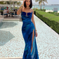 Beauty Women Dress Spaghetti Straps Slit Birthday Outfits Long Seaside Party Dress  D3241