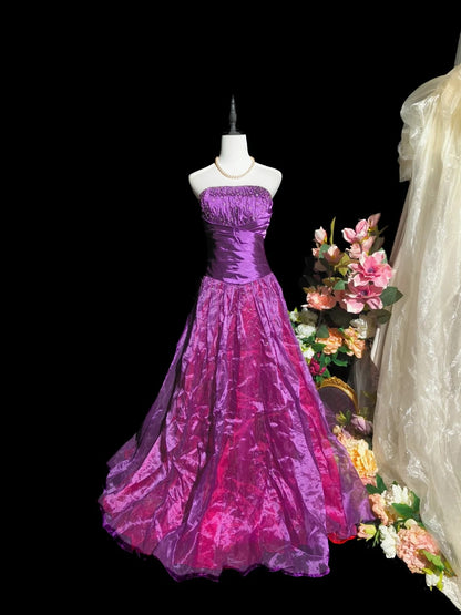 Elegant Prom Dress A Line Strapless Pleated Evening Dress Birthday Party Outfits    D3243