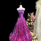 Elegant Prom Dress A Line Strapless Pleated Evening Dress Birthday Party Outfits    D3243