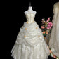 Retro Wedding Dress Strapless Pleated Rose Wedding Dress  D3249
