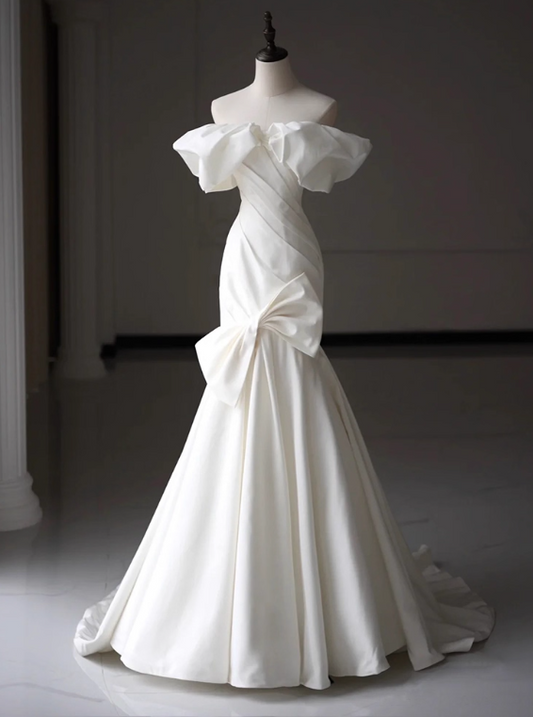 Elegant Wedding Dress Off Shoulder Pleated Mermaid Wedding Dress  D3252