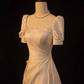 Minimalist Wedding Dress A Line Square Neck Pleated Wedding Dress  D3260