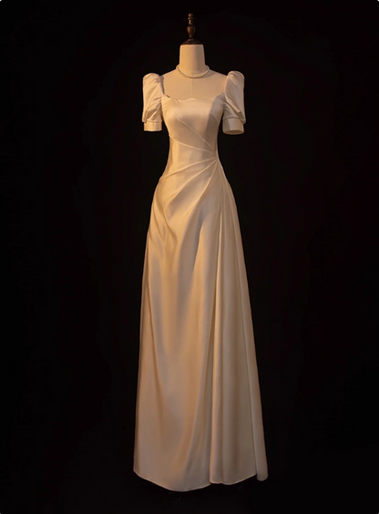 Minimalist Wedding Dress A Line Square Neck Pleated Wedding Dress  D3260