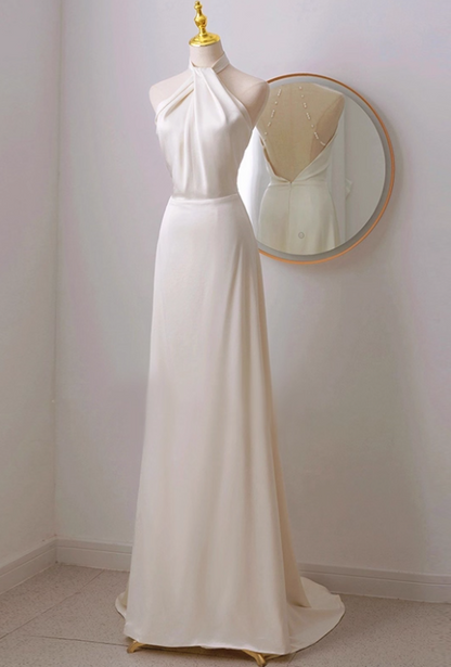 Elegant Wedding Dress A Line Halter Wedding Dress D3264