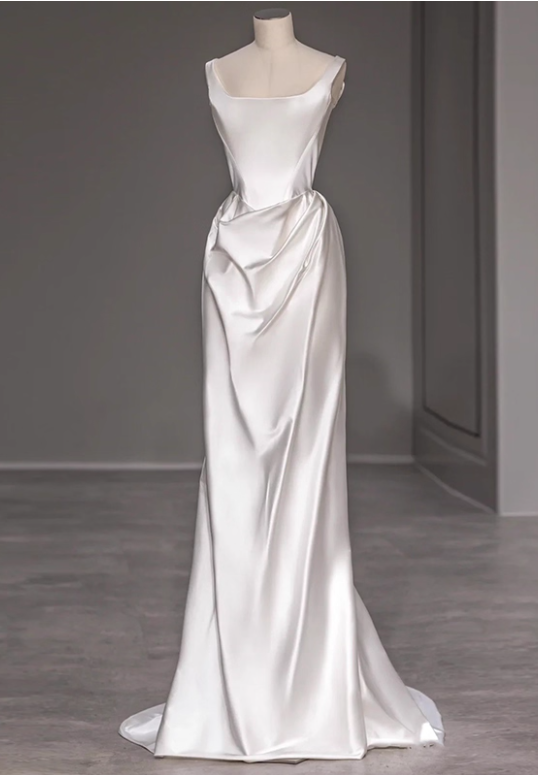 Charming Wedding Dress Spaghetti Straps Pleated Wedding Dress D3265