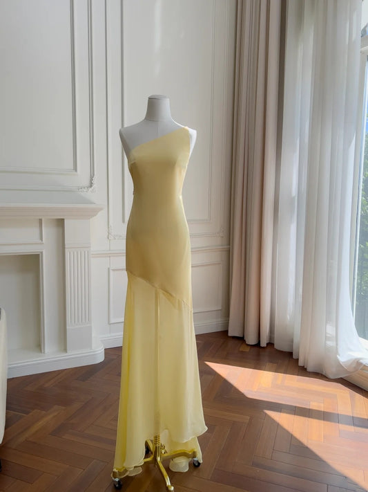 Stunning Prom Dress One Shoulder Tulle Long Birthday Party Outfits Cocktail Dress  D3274
