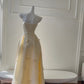 Sweet Prom Dress Light Yellow A Line Spaghetti Straps Long Birthday Party Outfits Evening Gown  D3277