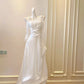 Elegant Prom Dress White A Line Square Neck Pleated Birthday Party Outfits Long Evening Dress  D3282