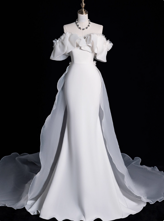 Beauty Wedding Dress Off Shoulder Ruffle Mermaid Wedding Dress D3283