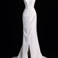 Minimalist Wedding Dress Spaghetti Straps Slit Mermaid Wedding Dress D3286