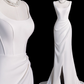 Minimalist Wedding Dress Spaghetti Straps Slit Mermaid Wedding Dress D3286