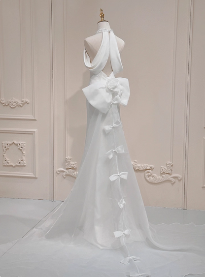 Elegant Wedding Dress Halter Bowknot Mermaid Wedding Dress D3287