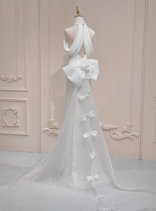 Elegant Wedding Dress Halter Bowknot Mermaid Wedding Dress D3287