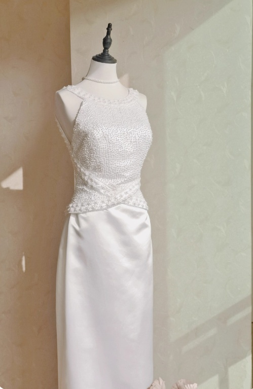 Elegant Wedding Dress Crew Neck Backless Beading Wedding Dress D3288