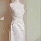 Elegant Wedding Dress Crew Neck Backless Beading Wedding Dress D3288
