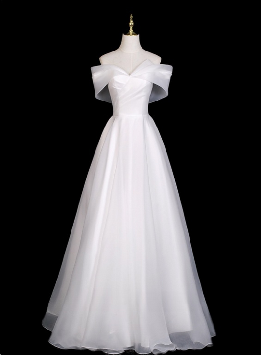 Elegant Wedding Dress A Line Off Shoulder Pleated Wedding Dress D3289