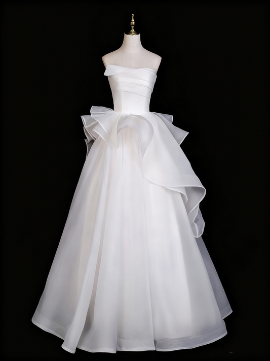 Beauty Wedding Dress Strapless Pleated Ruffle Wedding Dress D3290