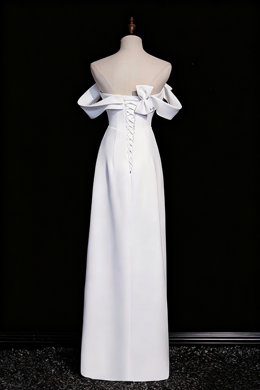Newest Wedding Dress A Line Off Shoulder Pleated Slit Wedding Dress D3295
