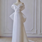 Jolie robe de mariée trapèze plissée à épaules dénudées D3297