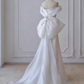 Jolie robe de mariée trapèze plissée à épaules dénudées D3297