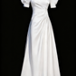 Robe de mariée populaire, coupe trapèze, décolleté en cœur, plissée, D3298