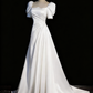 Robe de mariée populaire, coupe trapèze, décolleté en cœur, plissée, D3298