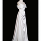 Robe de mariée élégante, coupe trapèze, épaules dénudées, plissée, D3299