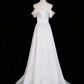 Robe de mariée élégante, coupe trapèze, épaules dénudées, plissée, D3299
