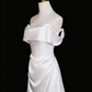 Robe de mariée élégante, coupe trapèze, épaules dénudées, plissée, D3299