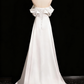 Charmante robe de mariée trapèze plissée à épaules dénudées D3303