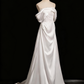 Charmante robe de mariée trapèze plissée à épaules dénudées D3303