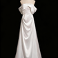 Charmante robe de mariée trapèze plissée à épaules dénudées D3303