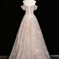 Robe de bal brillante, coupe trapèze, épaules dénudées, robe de soirée, robe de fête d'anniversaire, D3305