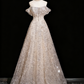 Robe de bal brillante, coupe trapèze, épaules dénudées, robe de soirée, robe de fête d'anniversaire, D3305