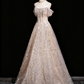 Robe de bal brillante, coupe trapèze, épaules dénudées, robe de soirée, robe de fête d'anniversaire, D3305