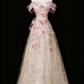 Stunning Prom Dress A Line Off Shoulder Floral Prom Dress Evening Gown Birthday Party Dress   D3306
