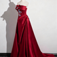 Pretty Prom Dress Wine Red A Line Strapless Pleated Prom Dress Evening Gown Gala Dress   D3308