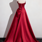 Pretty Prom Dress Wine Red A Line Strapless Pleated Prom Dress Evening Gown Gala Dress   D3308