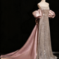 Shiny Prom Dress A Line Strapless Evening Gown Birthday Party Outfits   D3311