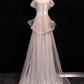 Shiny Prom Dress A Line Spaghetti Straps Tulle Birthday Party Outfits Evening Gown    D3312