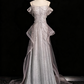 Shiny Prom Dress A Line Spaghetti Straps Tulle Birthday Party Outfits Evening Gown    D3312